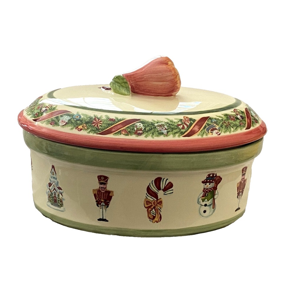 Radko Christopher's Tree Oval Covered Casserole Dish 2.5 Qt Christmas